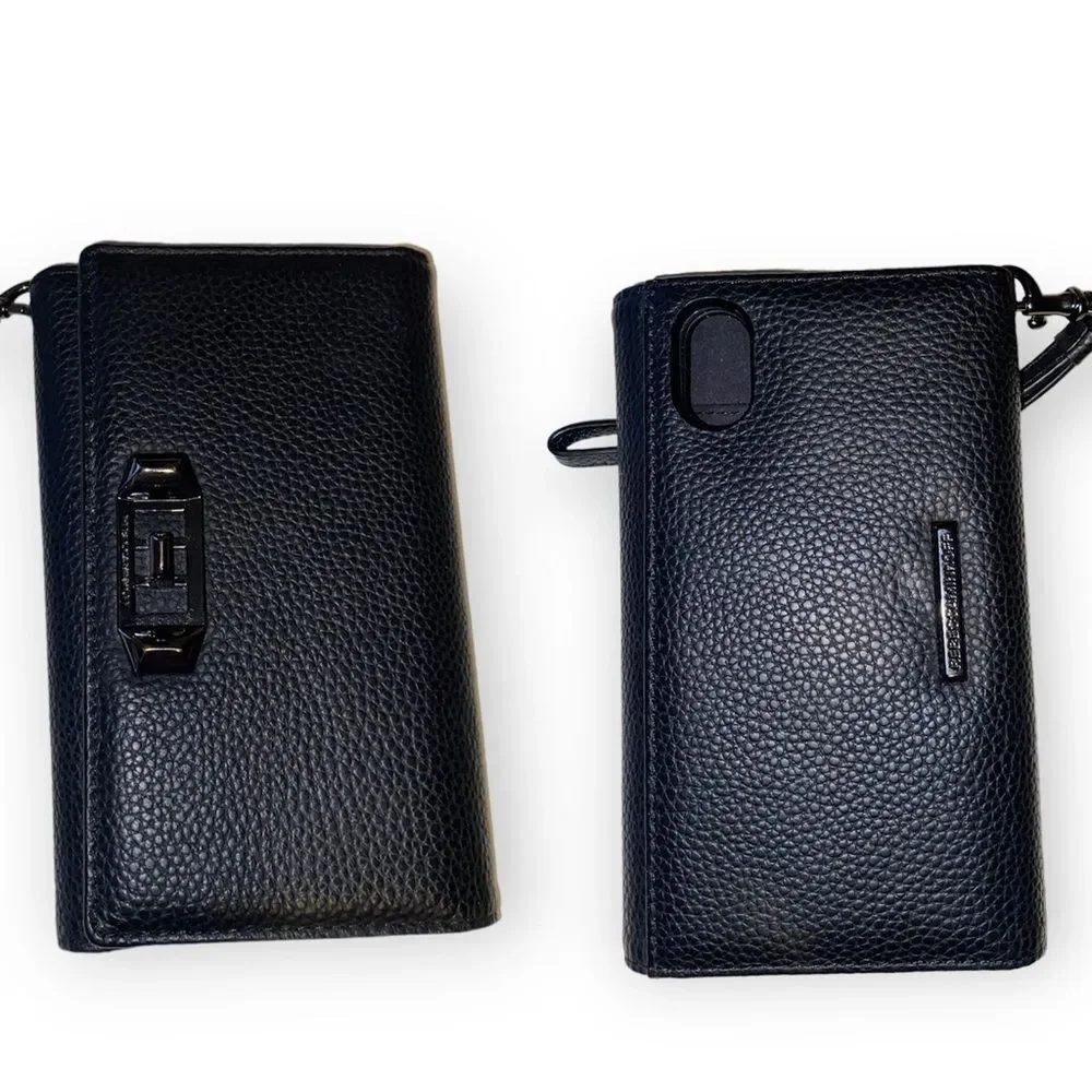 Rebecca Minkoff Black Pebbled Love Lock Wristlet for iPhone X